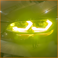 Feux avant LED bicolores style compétition pour BMW E92 E93 M3 2007-2010, boîtier noir, bande laser bleue, Angel Eyes DRL
