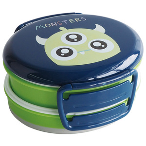 Customized Double Layer Plastic <b>Lunch</b> <b>Box</b> 501-800Ml <b>Microwaveable</b> Eco-Friendly Childrens Bento <b>Box</b> With Monster Design - Product Image 3