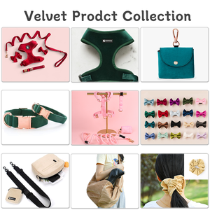ラグジュアリー ステップイン ハーネス ベルベット製 犬用 ハーネスセット 調節可能なペットカラー カスタマイズ可能なリード ペット用品 2024年 - Product Image 4