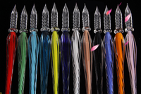 Stylo en verre fantaisie vintage fait main, design original, pour calligraphie, écriture et dessin, coffret cadeau