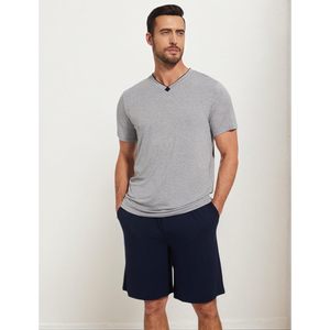 Pyjama en bambou modal pour homme, manches courtes, col en V, haut tricoté décontracté, imprimé numérique, coupe régulière, respirant, séchage rapide, vêtements de détente - Product Image 2