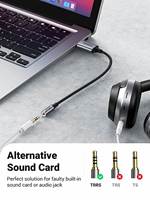 UGREEN-Tarjeta de sonido externa USB 2 en 1, adaptador de audio USB a conector de 3,5mm, trenzado de nylon, USB a conector auxiliar
