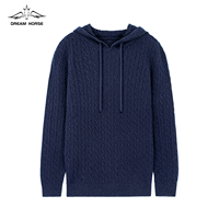 AiNear vente en gros de logo personnalisé Design Oem & Odm manches longues câble hommes 100% laine mérinos tricot épais pull à capuche homme pull