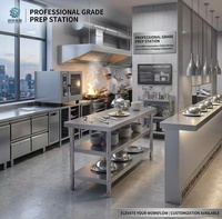 Table de préparation de cuisine robuste à 3 niveaux en acier inoxydable, plan de travail commercial pour le stockage et l'emballage des aliments pour restaurant