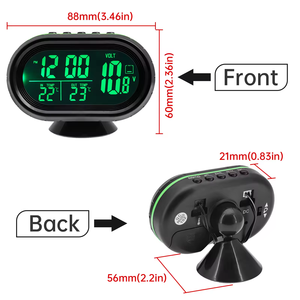 Thermomètre de <span class=keywords><strong>voiture</strong></span> 12V-24V à prix d'usine, alerte de gel, affichage double température, testeur de tension de batterie de <span class=keywords><strong>voiture</strong></span>, voltmètre, <span class=keywords><strong>horloge</strong></span> - Product Image 5