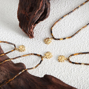 Nổ Sản phẩm mới Retro 18K mạ vàng thép không gỉ ngọn lửa Tiger Eye Hạt trang sức vòng cổ cho phụ nữ - Product Image 3