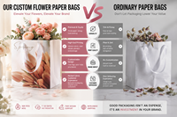 Sac cadeau en papier fleuri de luxe personnalisé avec poignée en ruban pour l'emballage de bouquets de fleuristes