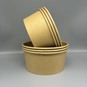 Tazones Redondos de Papel Kraft Marrón de 500 ml y 1000 ml del Fabricante, Tazones de Papel para Envasar Alimentos y Ensaladas - Product Image 2