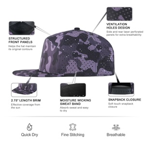 Custom Logo 5-Panel Sporty Snapback Baseball <b>Cap</b> with <b>Camo</b> Pattern Embroidery-Team Brand Gifts (Canvas Fabric Common Adults) - Product Image 3
