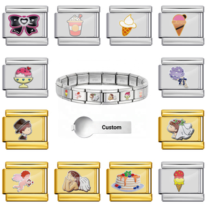 Bracelets de mode en acier inoxydable personnalisés, colorés, pour mariage et fête, avec breloques italiennes, compatibles 9 mm, pour la création de bijoux DIY, cadeau - Product Image 1