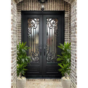 Prix bon marché Portes de sécurité modernes en fer forgé de haute qualité Portes d'entrée extérieures doubles Porte d'entrée - Product Image 1