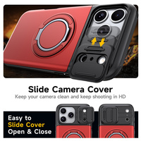 Support magnétique pour voiture 360° °   Étui de téléphone avec support rotatif, cache-caméra coulissant et fente pour cartes, compatible iPhone 17 Pro Max et Samsung S26