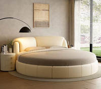 Lit Rond au Design Simple, Taille King et Double, en Tissu, Moderne et Luxueux, pour Adultes, pour la Maison, l'Hôtel, la Chambre à Coucher