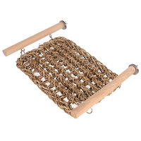 Filet d'escalade en jonc de mer naturel pour oiseaux, hamac suspendu en maille pour perroquets avec double perchoir en bois, accessoire pour cage à oiseaux
