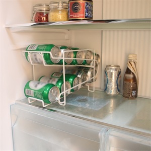 Étagère de rangement double couche étanche en acier inoxydable moderne pour canettes de boissons fraîches, bière, cola, pour cuisine - Product Image 1