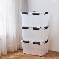 Caixas de Armazenamento Transparentes PP com Rodas, Herméticas, Livres de BPA, à Prova de Poeira, Grande Capacidade, Organizador de Plástico de Alta Transparência para Roupas