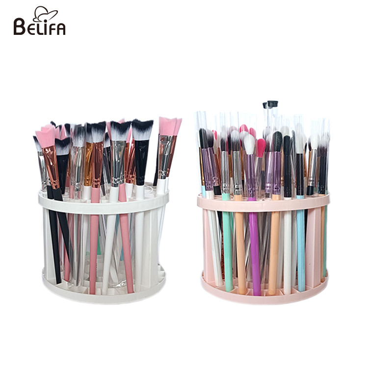 Настольный органайзер с 49 отверстиями, подставка для карандашей и ручек, пластиковый круглый держатель для кистей для макияжа