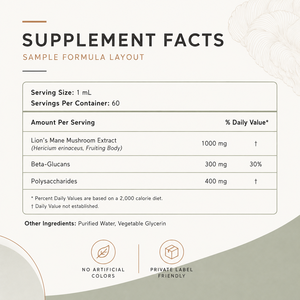 Ekstrak <span class=keywords><strong>Lion</strong></span>'s <span class=keywords><strong>Mane</strong></span> dengan Beta Glukan Polisakarida, Suplemen Cair dalam Bentuk Tetes untuk Nutrisi Kesehatan Kognitif - Product Image 3