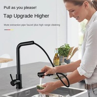 Robinet de cuisine moderne minimaliste transfrontalier, mitigeur chaud/froid extractible en acier inoxydable avec cartouche céramique pour le lavage des légumes