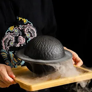 Mond Keramik Zement Sushi Platte Trockeneis Lachs Fisch Sashimi Servier schale Party Show Teller Club Restaurant Geschirr