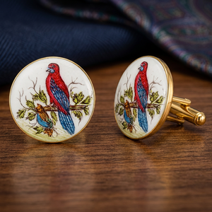 Boutons de manchette en laiton faits à la main inspirés de Jaipur, Mayrabygungun |   Cadeau d'anniversaire unisexe au design exquis de fleur rose de la mouette royale - Product Image 4