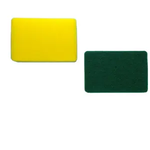 PU-PAD Sponge yellow and green color use in the kitchen area For damp and wet cleaning of insensitive surfaces
