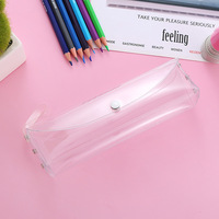 Trousse à crayons grande capacité transparente en PVC, style coréen, couleur bonbon, motif laser simple, nouvelle collection 2026, très tendance