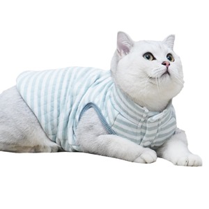 Chaleco para Gato de Algodón Puro Antidesprendimiento, Ropa para Mascotas para Todas las Estaciones, Estilo Conejito con Rayas Verdes - Product Image 5