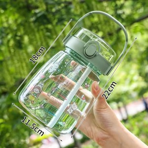 Bouteille d'<span class=keywords><strong>eau</strong></span> en plastique pour enfants avec paille, grande capacité, avec sangle, vente chaude, mignonne, 1200 ml, avec couvercle à ouverture rapide, pour enfants - Product Image 6