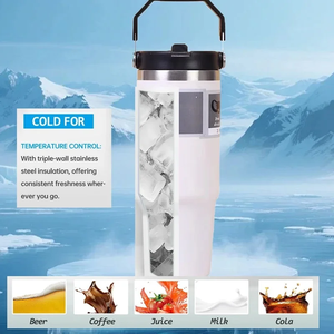 20oz 30oz Stainless Steel Vacuum Insulated Tumbler with Lid Straw Handle Portable Travel Mug for <b>Hot</b> Cold <b>Drinks</b> - Product Image 5