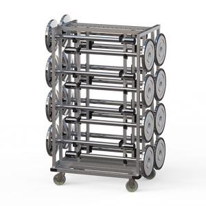 Raccolta verticale dell'acciaio inossidabile che serve il carrello retrattile del carrello di stoccaggio della barriera della cinghia di 63 tubi - Product Image 1