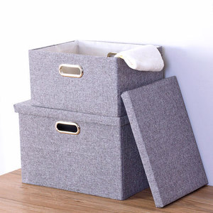 Foldable Fabric <b>Storage</b> Box Rectangle With Lid Stackable Clothing Organizer For <b>Clothes</b> And Quilts Moisture Proof - Product Image 3