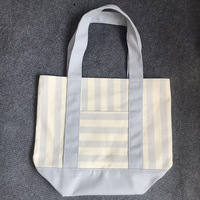 Mini sac fourre-tout en toile rayé brodé, couleurs pastel, personnalisable avec logo, idéal pour le shopping, la mode, la vente au détail et la vente en gros