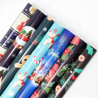 Papier d'emballage cadeau de Noël de luxe personnalisé en gros avec motif Père Noël, papier d'emballage cadeau pour anniversaire et mariage