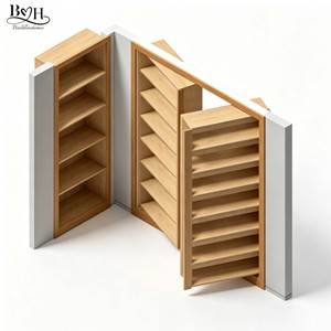 Bibliothèque dissimulée en bois massif, étagères de rangement multicouches secrètes, porte coulissante pour villa, maison, bureau, passage caché - Product Image 6