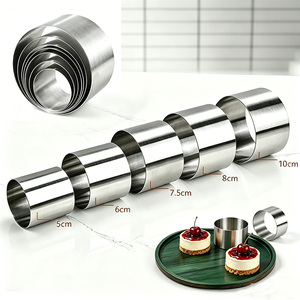 Moule à gâteau rond sans soudure en acier inoxydable de 5 cm de hauteur, D5/6/7/7,5/8/9/10 cm, avec différentes tailles pour la cuisson de gâteaux et mousses - Product Image 1