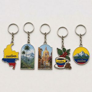 Llaveros de Aleación de Zinc Personalizados al por Mayor con Bandera Nacional de Colombia y Colgante de Monumento Andino, Souvenir de Viaje de Sudamérica - Product Image 1