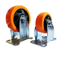 Moyennes roulettes orange pivotantes de 4 pouces pour usage mobilier Roues universelles en plastique PVC Roulettes rotatives à plaque galvanisée