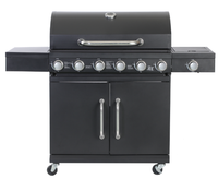 Gril à gaz 6 + 1 brûleurs gril en acier inoxydable mélangé noir intérieur événement fête famille fonte dispositif de Protection haute pression 38KG