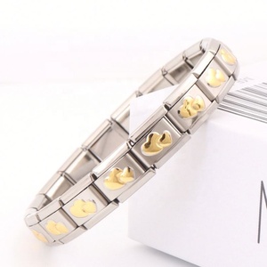 Bracelet à breloques italien, bijoux en diamant et perles, unisexe, classique, tendance, en acier inoxydable, bracelet élastique, forme géométrique, amour - Product Image 2