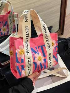 कस्टम लोगो फैशन हैंडबैग महिलाओं के कैनवास टोटे बैग रैपेट किराने की खरीदारी बैग मुद्रित इको पुनः प्रयोज्य उपहार खरीदारी जैविक बैग - Product Image 3