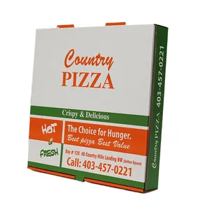 Muestra gratis personalizado marrón Kraft corrugado Pizza paquete caja con logotipo impreso