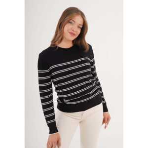 Suéter de Punto Negro al por Mayor para Mujer, Estilo Coreano Ajustado con Decoración de Botones, Estampado Dulce para Otoño - Product Image 5