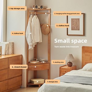 Design moderno tutto in legno massello <span class=keywords><strong>appendiabiti</strong></span> ad angolo con cassetto per camera da letto e soggiorno mobili per la casa - Product Image 2