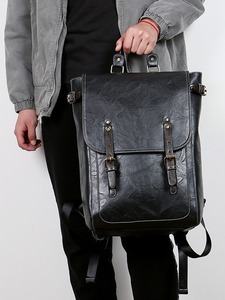Tas Selempang Ganda Gaya Korea Ransel Fashion Mahasiswa Ransel <span class=keywords><strong>Laptop</strong></span> PU Ramah Lingkungan Tahan Air Resleting 20-35L - Product Image 2
