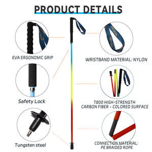 Bâtons de randonnée en fibre de carbone OKHEALING, légers, pliables, cannes de voyage nordiques avec poignée en EVA - Product Image 2