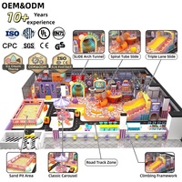 Équipement de terrain de jeux intérieur sur mesure de grande taille, thème crème glacée, triple toboggan, tube spiralé, carrousel, piste de course, bac à sable |   OEM&ODM FECMall