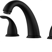 Robinet de salle de bain moderne à capteur sans contact en acier inoxydable de 8 po, à poser sur le plan - Robinet de lavabo noir mat à 2 poignées