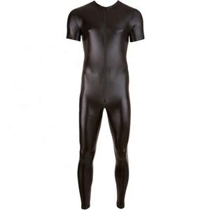 Sexy <strong>Mens</strong> PU Leather <strong>Catsuit</strong> <strong>Men's</strong> Tight Skin Full Bodysuit Jumpsuit Front Zipper Open Crotch <strong>Latex</strong> Zentai Suit Fetish Bodysuit - Product Image 4