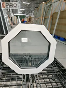 フレームアルミニウム金属ガラスアルミニウムハウス防水トップカスタマイズされた異なる形状ダブルカラー八角形固定窓